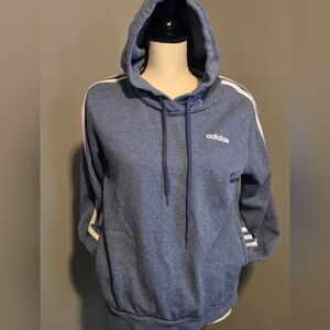 Euc Adidas Classic Light Blue Hoodie with White Stripes On Sleeve. Sz L Women's.